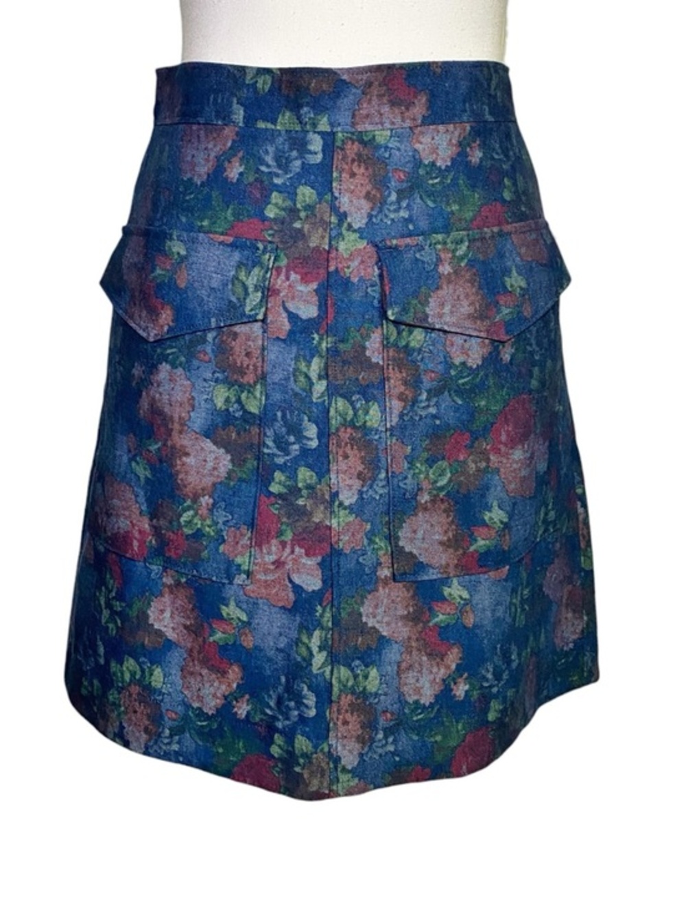 ERIN by Erin Fetherston Joni Floral Tapestry Mini Skirt Blue Brocade Cottagecore